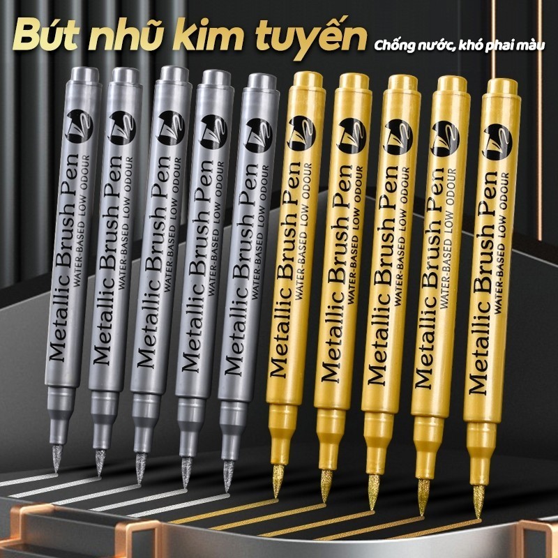 Bút viết thiệp cưới cao cấp – Bút nhũ kim tuyến lấp lánh, bút vàng bạc bền đẹp viết nhiều bề mặt