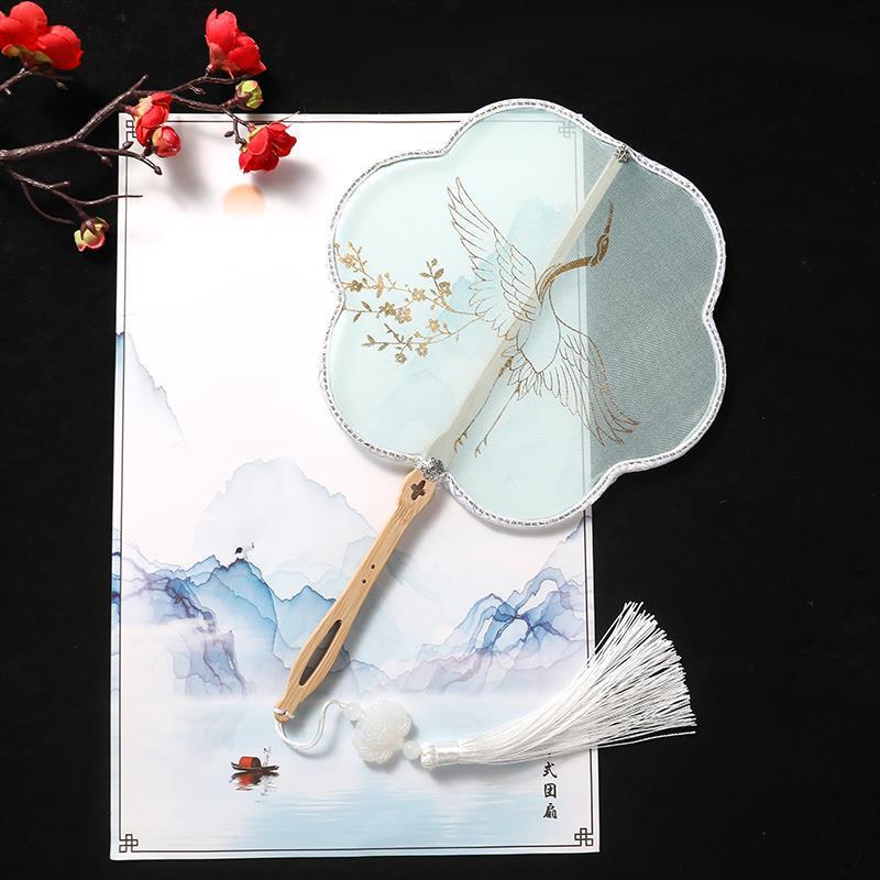 Phong Cách Trung Quốc Mạ Vàng Nhóm Quạt Phong Cách Cổ Đại Cung Điện Quạt Cần Cẩu Plum Fan Trang Phục Cổ Hanfu Sườn Xám Khiêu Vũ Quạt Ảnh Đạo Cụ 25.10.31