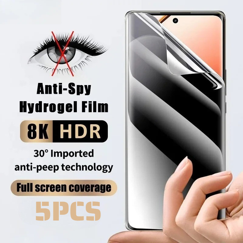 5 Miếng Dán Hydrogel Mềm Chống Gián Điệp Riêng Tư Cho Honor X9d/X9c/X9b/X9a/X9/X8c/X8b/X8a/X8/Smart 5G/4G, Chống Ánh Sáng Xanh, HD Bảo Vệ Màn Hình, Matte Film