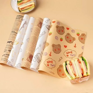 【vạn】Giấy Gói Bánh Mì, Gói Sandwich, Hamburger – Giấy Thực Phẩm Chống Dầu Tiện Lợi