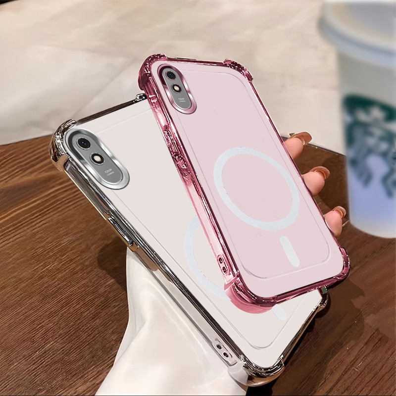 Ốp Lưng Cho Redmi 9A Từ Tính Không Dây Trong Suốt Bốn Góc Chống Sốc Bảo Vệ Ống Kính Ốp Điện Thoại SJSFDDR