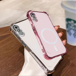 Ốp Lưng Cho Redmi 9A Từ Tính Không Dây Trong Suốt Bốn Góc Chống Sốc Bảo Vệ Ống Kính Ốp Điện Thoại SJSFDDR