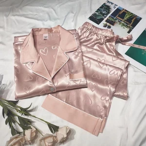 Hàng sẵn có Đồ ngủ Bộ đồ ngủ Nữ Xuân Thu Băng Lụa Bé Gái Homewear Quần Dài Tay Mô Phỏng Lụa