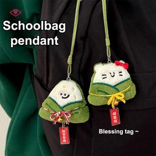 HWETR Vui Vẻ Dễ Thương Zongzi Búp Bê Mặt Dây Chuyền Sáng Tạo Hoạt Hình Sang Trọng Búp Bê Móc Khóa Dành Cho Nữ Cô Gái Ba Lô Phụ Kiện Trang Trí Ngày Lễ Quà Tặng Mới