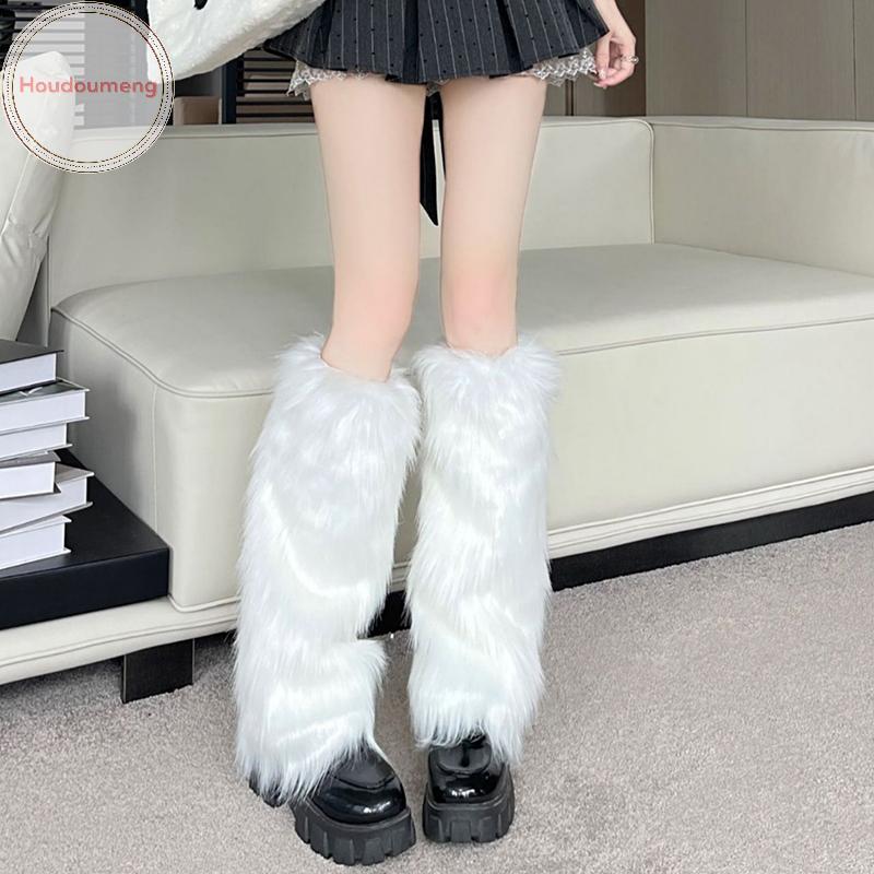 Houdou Trắng Giả Chân Ấm Áp Boot Cover Y2K Goth Chân Chắc Chắn Tất Punk Dài Đến Đầu Gối Thời Trang Ấm Tất VN