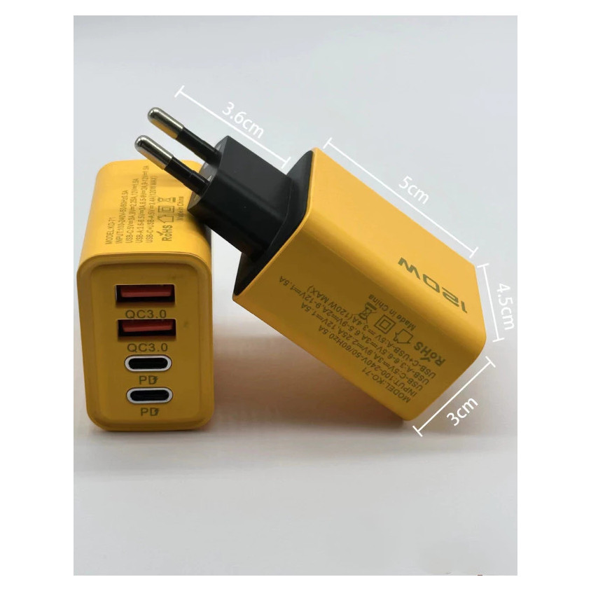 Củ Sạc Nhanh 120W PD USB TypeC, Bộ Sạc 4 Cổng Phù Hợp Cho Tất Cả Các Dòng Máy