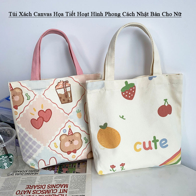 ZJM6 Túi Xách Canvas Họa Tiết Hoạt Hình Phong Cách Nhật Bản Cho Nữ MALAN