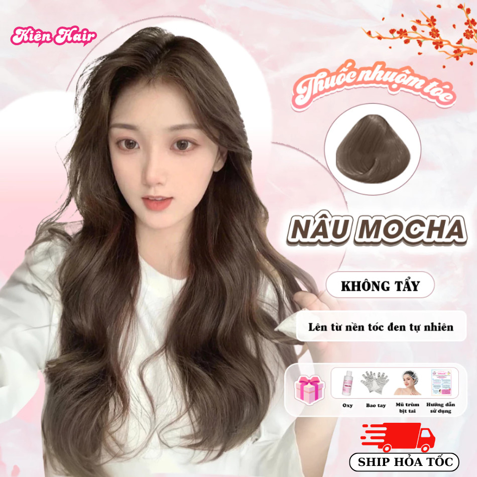 Thuốc Nhuộm Tóc Màu NÂU MOCHA Không Tẩy, lên từ nền đen, tặng kèm trợ nhuộm | Trunghair