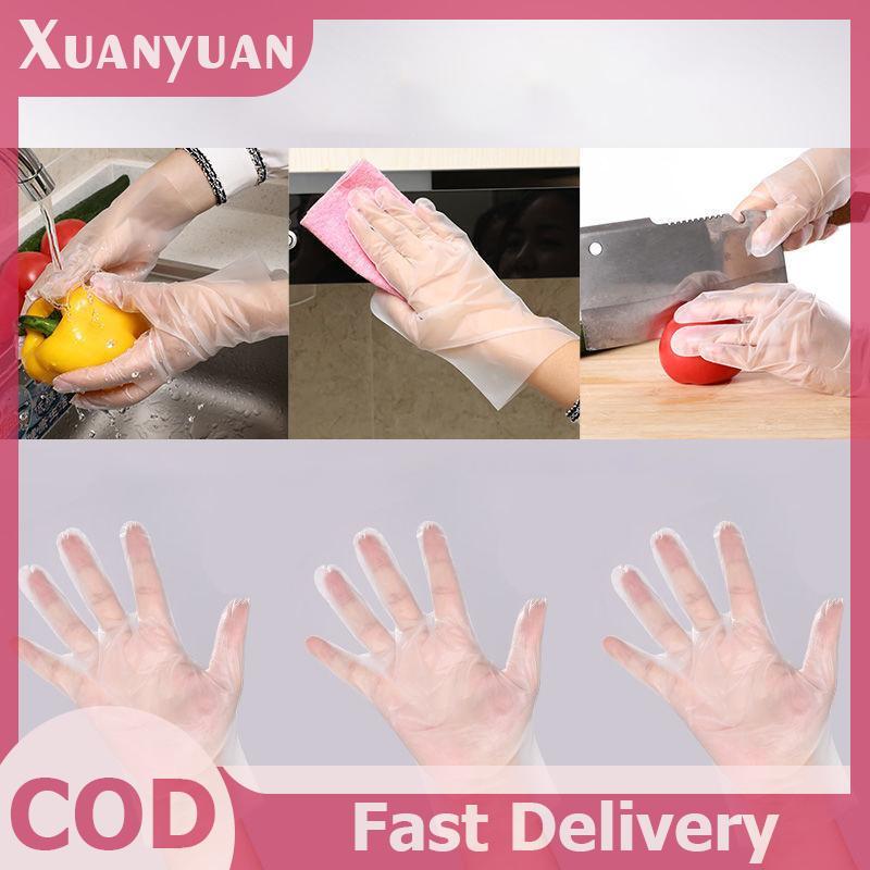 XUAN 50 / 100 Chiếc Găng Tay Cao Su Miễn Phí TPE Găng Tay Dùng Một Lần Trong Suốt Axit Chống Trơn Trượt An Toàn Làm Việc Cấp Thực Phẩm Găng Tay Vệ Sinh Gia Đình VN