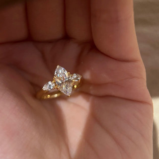 Nhẫn nữ zircon mô phỏng moissanite mắt ngựa, phong cách châu Âu và Mỹ