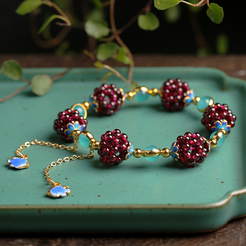 Vòng tay garnet tự nhiên đơn giản mới