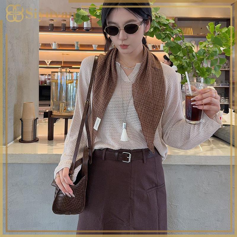 Siyuyan Melard Khăn Tam Giắc Retro Cao Cấp, Thời Trang Cho Nữ