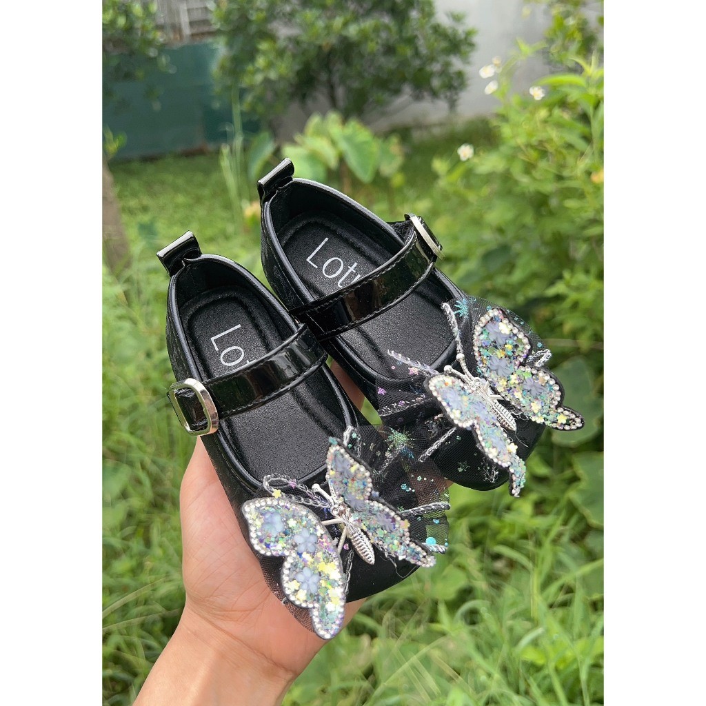 giày búp bê đế bằng cho bé gái chống trượt da PU siêu mềm chống trượt có quai dán nơ bướm xinh xắn cho bé 1 tuổi 9640
