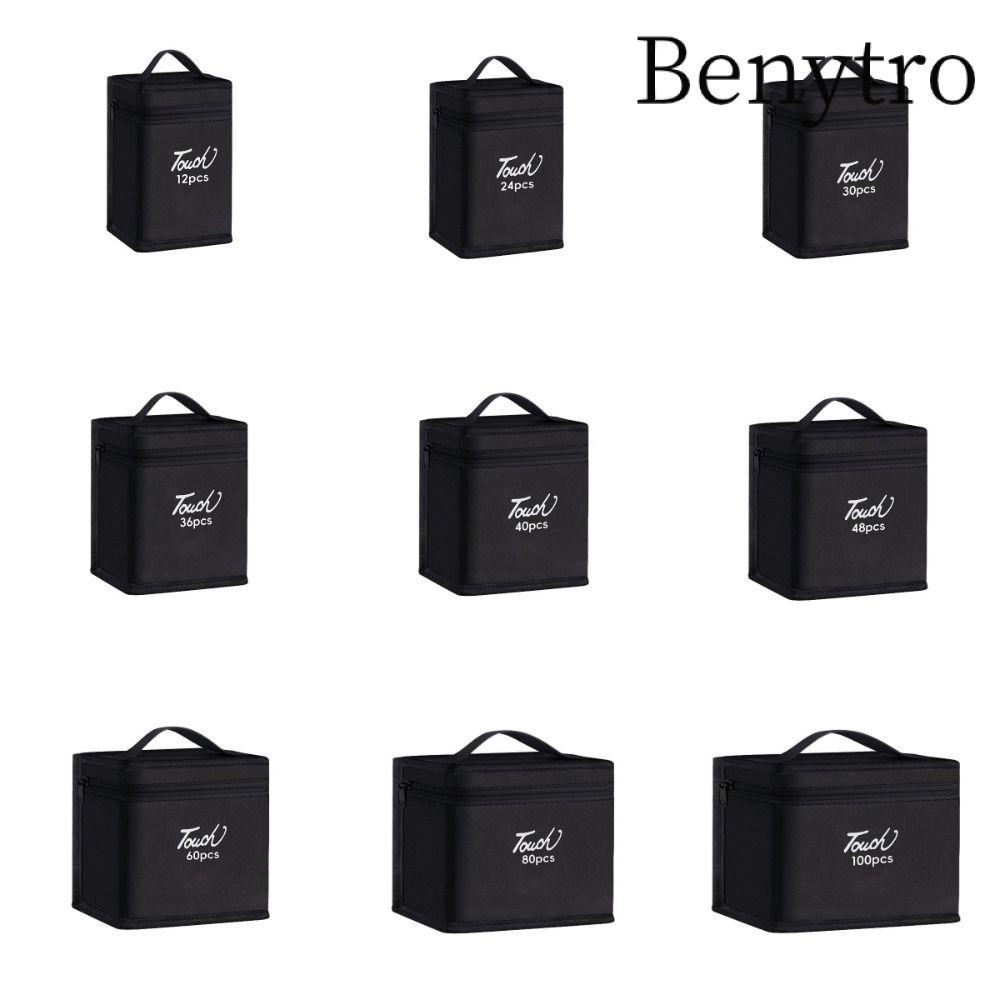 Túi đựng bút đánh dấu BENYTRO, Hộp đựng bút đánh dấu nghệ thuật đếm màu đen 12-168 màu đen, có khóa kéo Bảo quản chức năng Chất liệu vải Túi vải có khóa kéo Phụ kiện nghệ sĩ