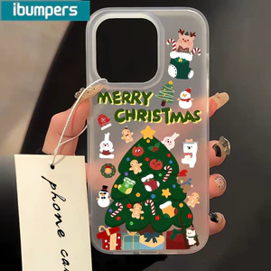 Ibumpers Ốp Điện Thoại Giáng Sinh Vui Vẻ Họa Tiết Nguyên Tố Trong Suốt Mờ Mềm Cao Cấp Chống Sốc Cho iPhone 11 12 13 14 15 16 17 Pro Max IP 7 8 Plus Iphon X XS XR