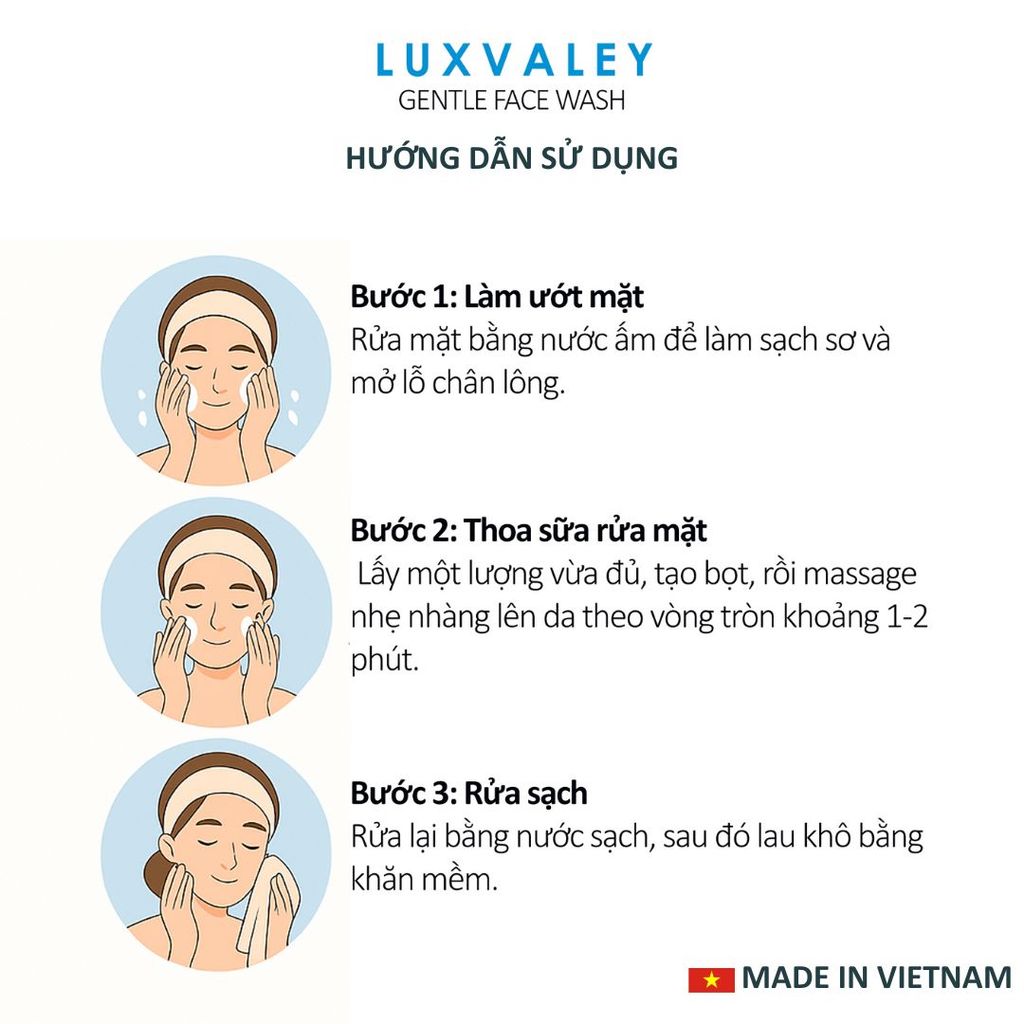 SỮA RỬA MẶT RAU MÁ DƯA LEO LUXVALEY GIÚP SÁNG DA NGỪA MỤN DÀNH CHO HỌC SINH TUỔI DẬY THÌ