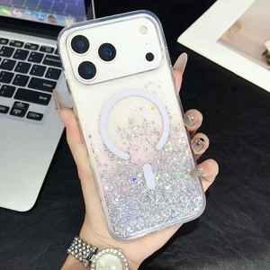 Ốp Điện Thoại IPhone 17 Pro max Từ Lấp Lánh Gradient 17 AIR Glitter 16pro Kim Cương Giả Trong Suốt Chống Sốc 15 Vỏ Bảo Vệ
