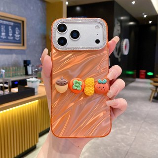 Ống Kính Kim Cương 3D Hoa Hồng Mọi Thứ Đi Tốt Màu Cam Wrsit Dây Đeo Ốp Lưng Điện Thoại iPhone 17Promax 16Promax 11 12 13 14 15 Pro Max 15Plus Chống Sốc Nữ Điện Thoại Di Động