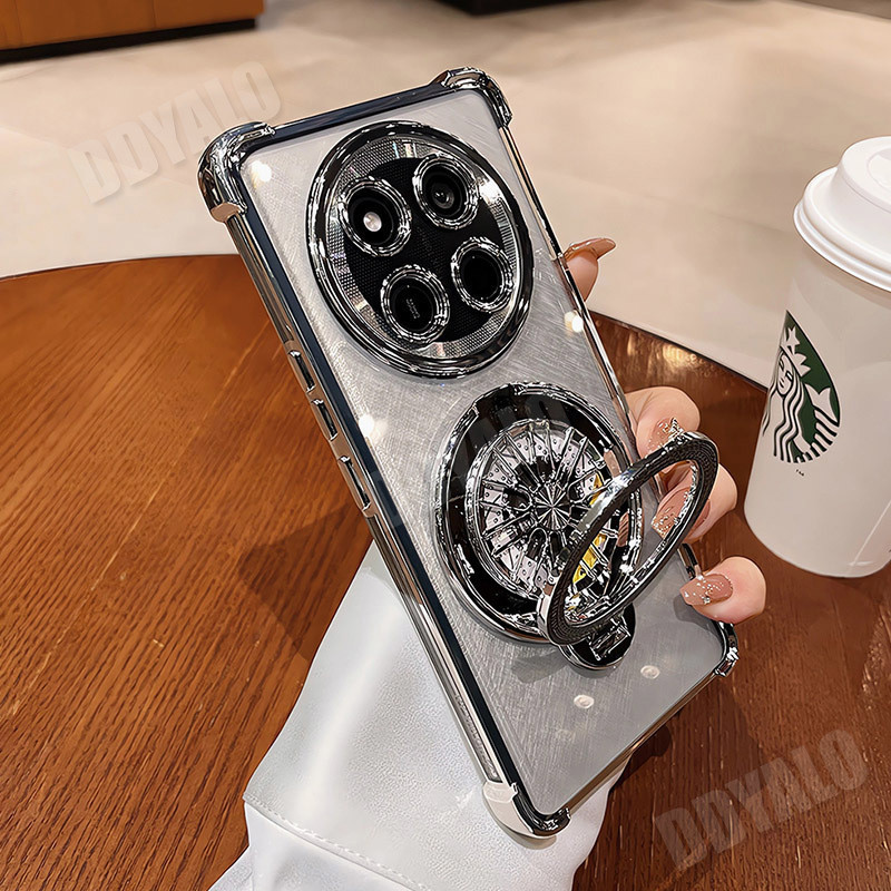 Ốp điện thoại cho Honor X9A X9B X9C 5G X9 A B C X 9A 9B 9C Mạ trong suốt Vỏ silicon mềm chống sốc Ốp điện thoại bảo vệ chống rơi Ốp điện thoại có giá đỡ con quay hồi chuyển gấp