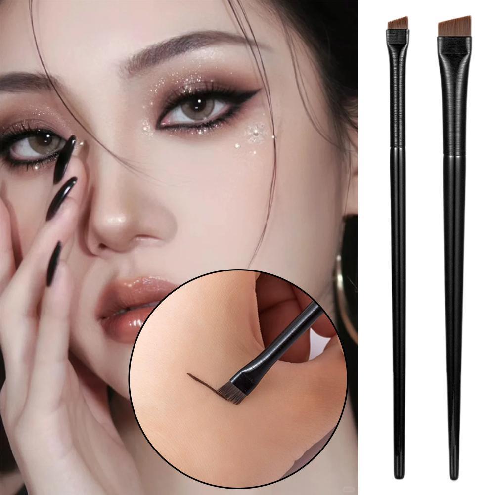 Mới 2 Cái / bộ Bàn Chải Đường Viền Lông Mày 0,06 Mm Siêu Mỏng Bút Kẻ Mắt Di Động Góc Trang Điểm T1r1