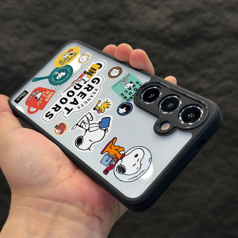 Ốp Điện Thoại Trong Suốt Cứng Snoopy Đậu Phộng Cho Samsung S25 Ultra S25FE S24Ultra S23 S22 A17 A16 A15 A07 A06 A56 A36 A26 A53 A55 Vỏ Trong Suốt Samsung Chống Sốc
