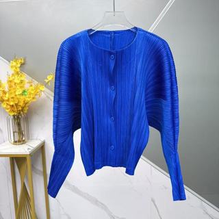 Miyake Áo Khoác Ngắn Chất Lượng Cao, Thiết Kế Xếp Ly Hiện Đại, Đơn Giản Thoải Mái