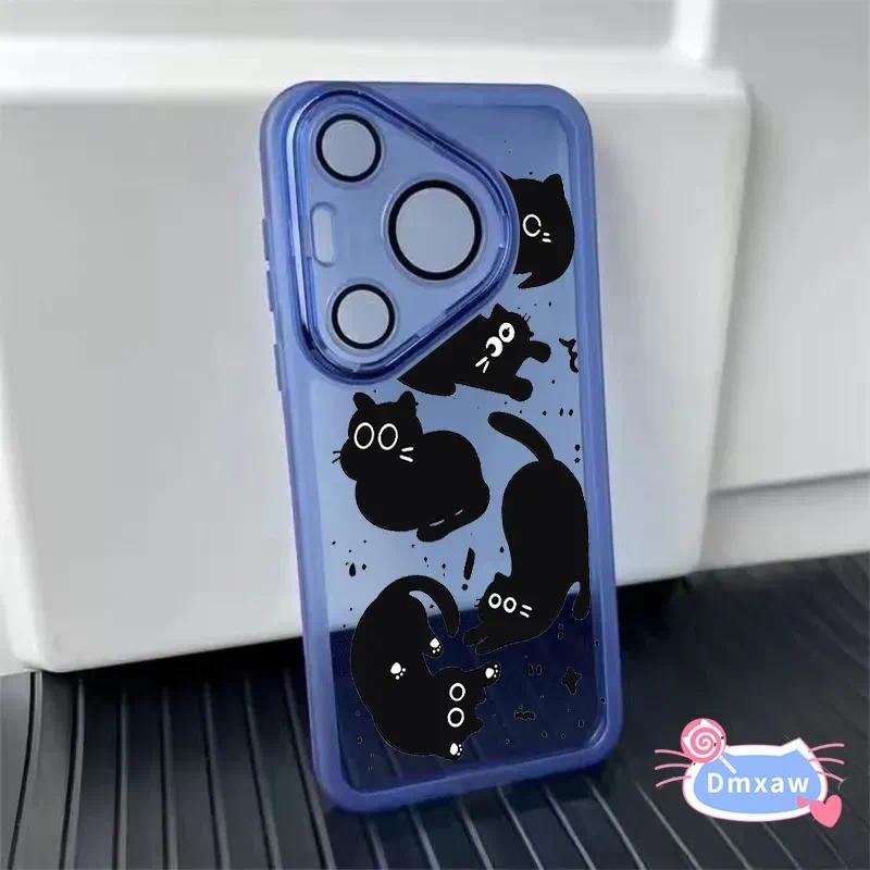 Ốp điện thoại hình mèo đen hoạt hình Kính ống kính cho OPPO Find X9 X8S Plus X8 X7 X6 X5 X3 Pro Ultra 5G 4G Vỏ sang trọng Vỏ cứng chống sốc dễ thương