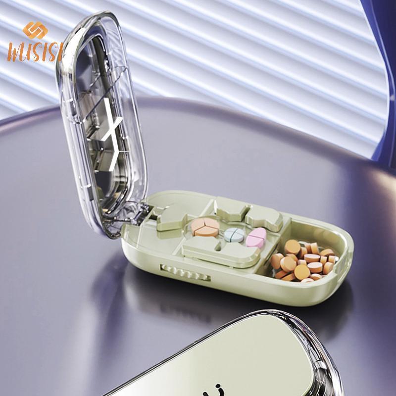 [WUSISI] Máy cắt thuốc 3in1 Cắt chính xác thành một nửa / thứ ba / quý Bộ chia thuốc Máy tính bảng di động Bộ chia thuốc MỚI