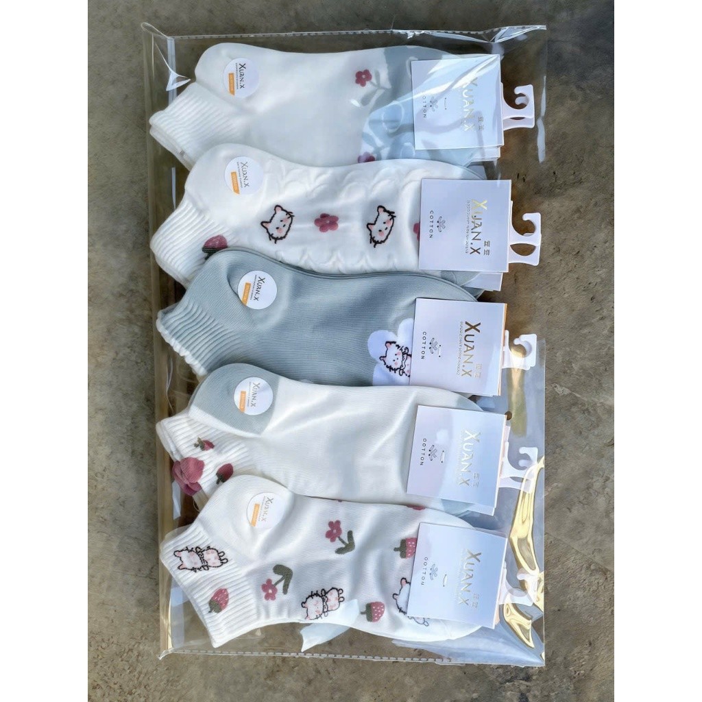Set 10 Đôi Tất Nữ Hoạt Tiết Đáng Yêu Phong Cách Nhẹ Nhàng Pastel Len Dệt Kim Ấm Áp Mùa Đông Quà Tặng Giáng Sinh Nam Nữ