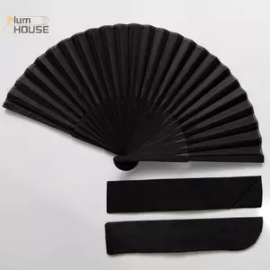 PlumHOUSE Quạt Tay Màu Đen Vintage Gấp Người Hâm Mộ Tiệc Cưới Ủng Hộ Tiếp Liệu Khiêu Vũ Nhà Đảng Gấp Trang Trí Người Hâm Mộ VN
