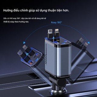 2025 Sạc xe hơi 120W Bộ sạc nhanh 4 trong 1 Bộ sạc xe hơi có thể thu vào IOS dan Type-c (Bộ sạc di động có thể thu vào)