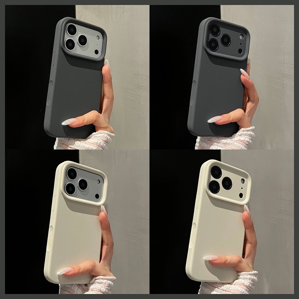 Ốp Điện Thoại Silicon Lỏng Màu Trắng Cổ Carbon Đen Cho iPhone 17 Pro Max 17 Air 16 Plus 15 14 13 12 11 Vỏ Bảo Vệ Chống Sốc