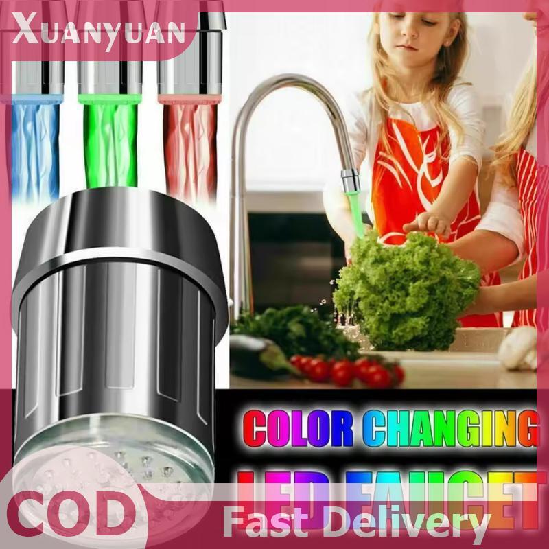 Vòi cảm biến LED 3 màu XUAN Thay đổi ánh sáng cảm giác nhiệt độ Vòi LED tự động Phát sáng Tiết kiệm nước Dòng ánh sáng Vòi sục khí Vòi phun cho phòng tắm nhà bếp VN