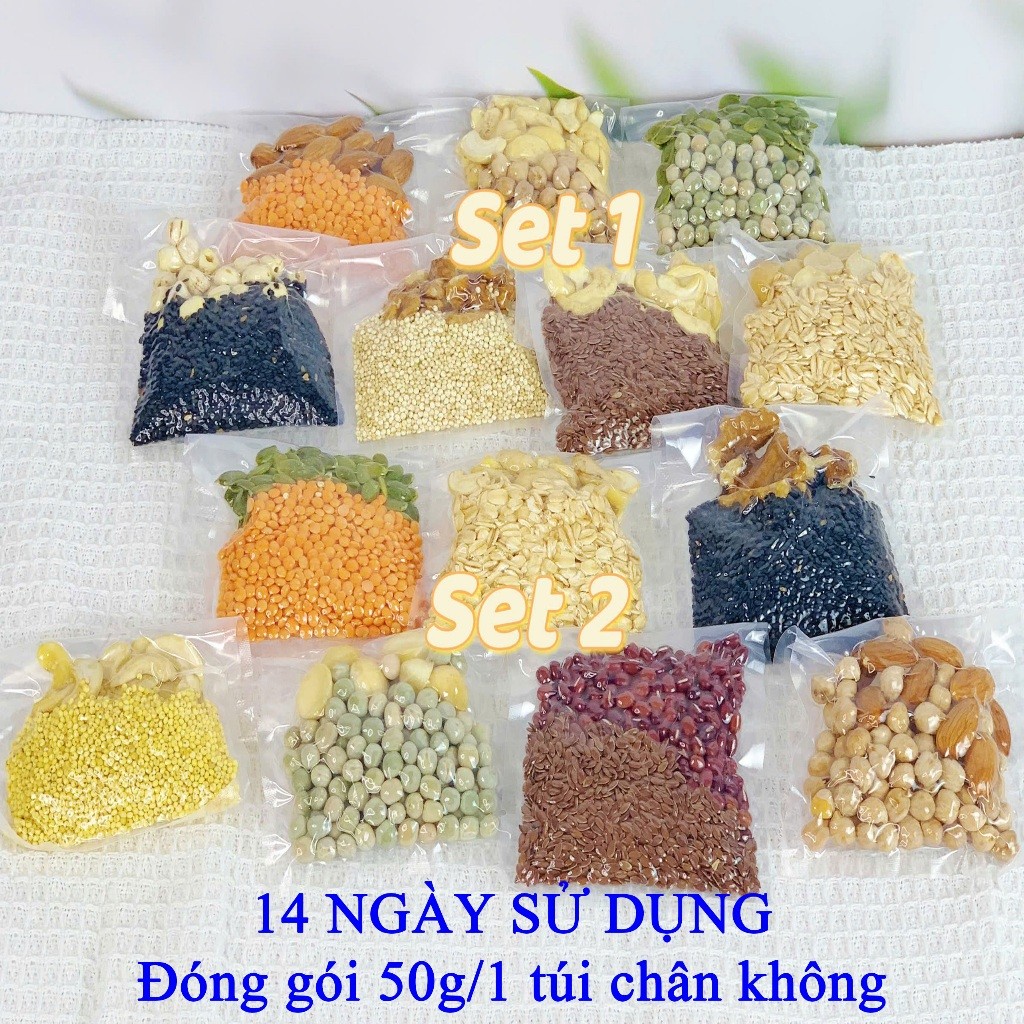 Set hạt dinh dưỡng nấu sữa hạt túi hút chân không mix sẵn 10 ngày