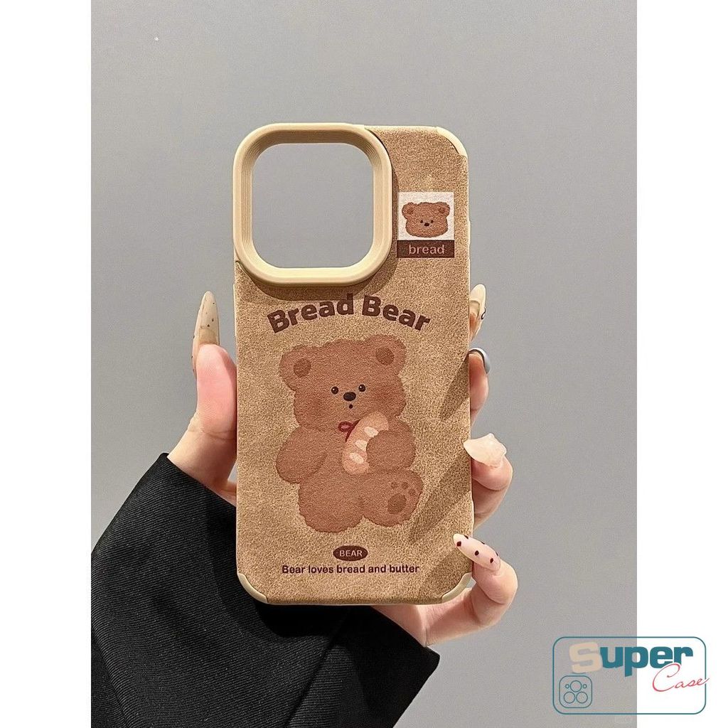 Ốp Lưng Tương Thích Cho IPhone 17 11 15 13 16 12 14 Pro Max 13 14 15 17 16 Pro Air 16 15 14 Plus Hoạt Hình Thời Trang Gấu Dễ Thương Bánh Mì Trái Tim Sang Trọng Gấu Dây Da Họa Tiết Lông Vũ
