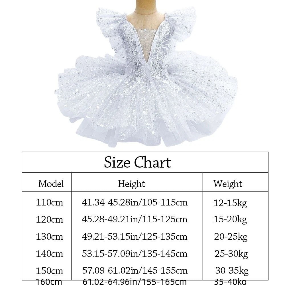 Đầm Ballet Trẻ Em SAIA, Tutu Ba Lê Trắng Hiện Đại, Đầm Dự Tiệc Thời Trang Champagne Sequin Đầm Công Chúa Trẻ Em