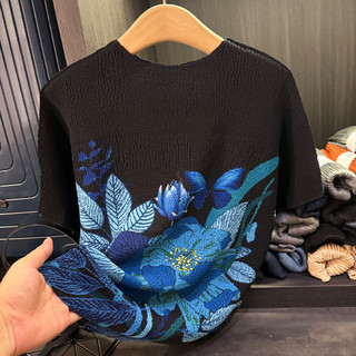 Miyake Áo Thun Xếp Ly Cao Cấp, Cổ Tròn In Hình, Phù Hợp Mọi Dịp