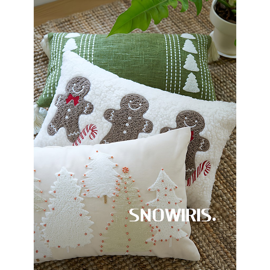 ✅ Gối giáng sinh ✅ Gối Sofa Bông tuyết kẹo thêu Trong kho đồ trang trí giáng sinh Phong cách mới ✡Ngày Lễ Giáng Sinh Eo Gối Người Tuyết Sang Trọng Trang Trí Lễ Hội Chụp Ảnh Dễ Thương Không Khí Sofa Thêu Đệm♟