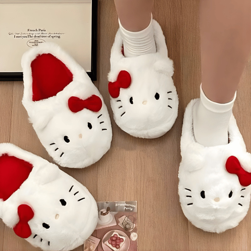 Dép Lông Mèo Helloo Dễ Thương Dép Đi Trong Nhà Mùa Đông Êm Ái, Ấm Áp Cho Nữ