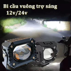 Bi cầu vuông trợ sáng, đèn led trợ sáng xe ô tô, 3 chế độ màu 12v đến 24v
