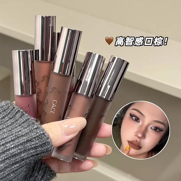 Son môi 6 màu son môi màu nâu độ bão hòa thấp nâu nâu bùn mờ kem cà phê màu xám hồng son môi không thấm nước và chống mồ hôi lâu trôi