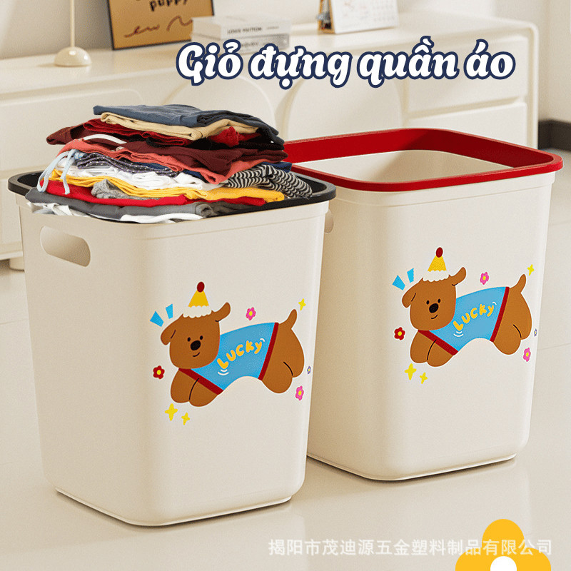 Thùng rác nhựa hình mèo dễ thương có nắp cố định DINO, Thùng đựng rác cho phòng ngủ, phòng làm việc