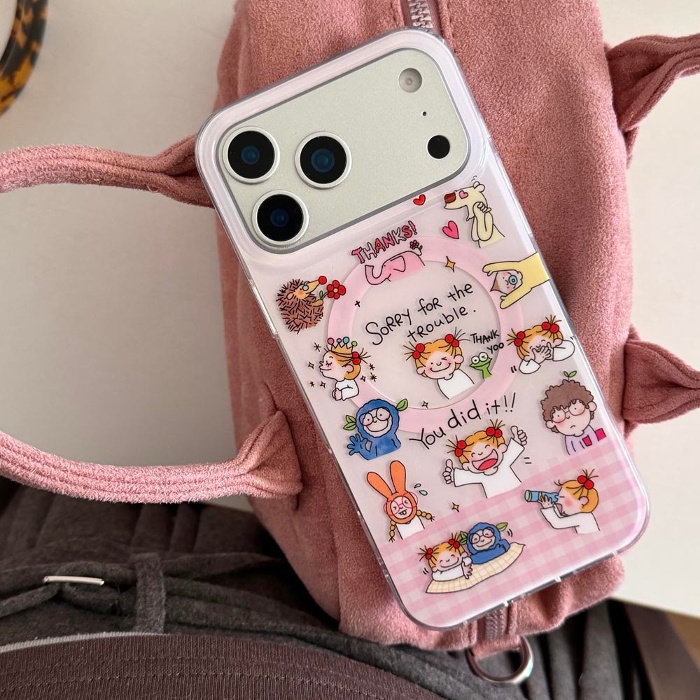 Ốp Lưng Cứng Tương Thích Với iPhone 13 14 14Pro 14ProMax 15 15Pro 15ProMax 16 16Pro 16ProMax 17 17Pro 17ProMax 17Air Vỏ Nam Châm Họa Tiết Coco Kẻ Sọc Màu Hồng