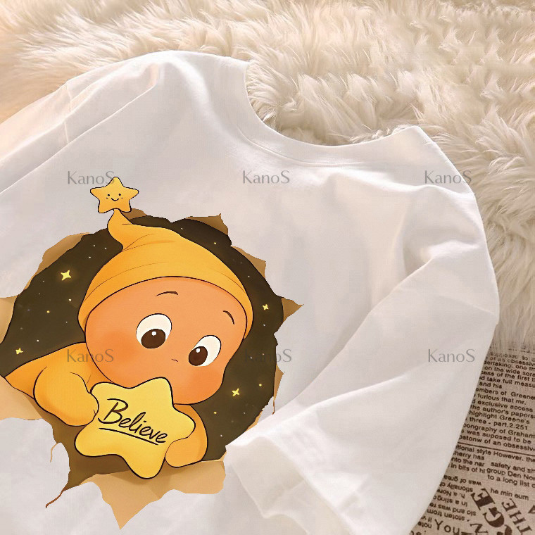 Kanos_shop | áo thun nữ form rộng, Hàn quốc dễ thương Starperson print 100% cotton áo sơ mi tay ngắn