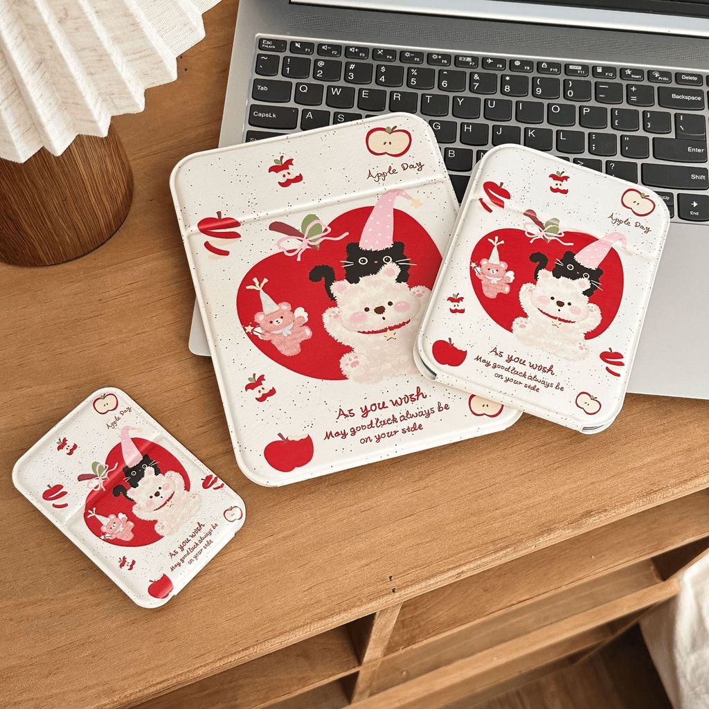 Dễ Thương Apple Gấu Gấp Gương Trang Điểm Gương Để Bàn Đứng Lên Gương Trang Điểm Bé Gái Đi Chơi Di Động Trang Điểm Gương Nhỏ CSDD