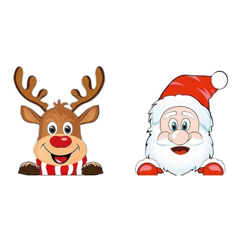 Chúc Mừng Giáng Sinh Xe Dán Chống Thấm Nước Ông Già Noel Và Tuần lộc Cửa Sổ Lưới Tản Nhiệt Thích Hợp Cho Xe Ô Tô Máy Tính Dán