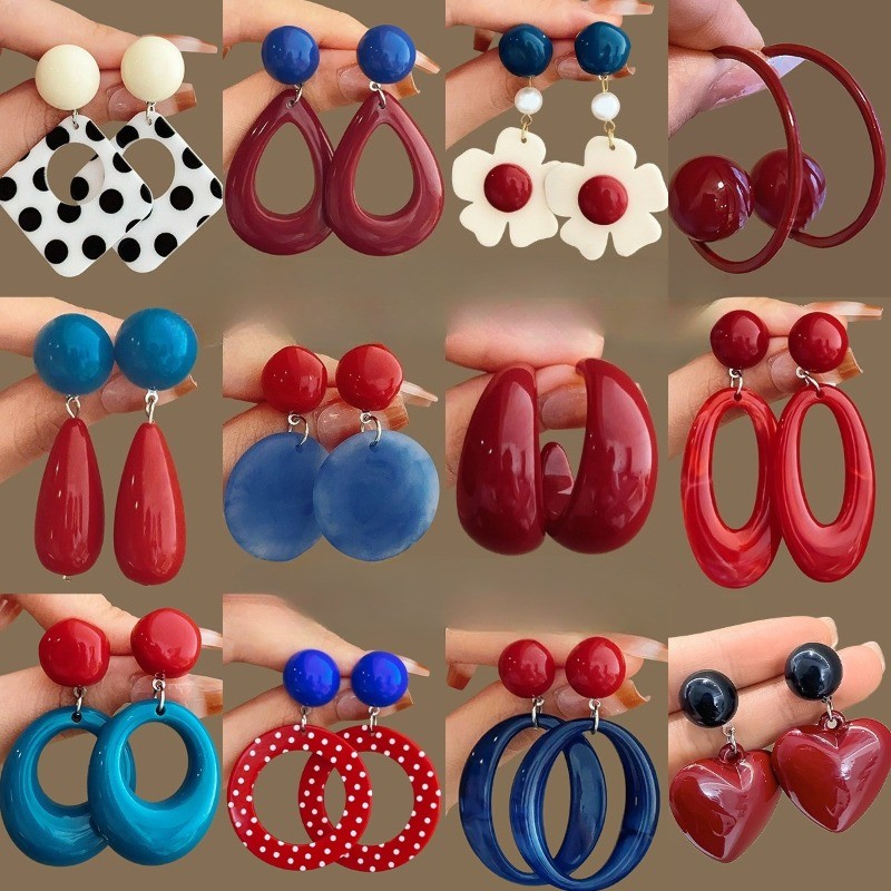 Bông Tai Phong Cách Hồng Kông Retro Cho Nữ, Không Cần Kẹp Tai, phụ Kiện Thời Trang