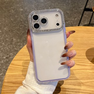Phim bảo vệ ống kính kim cương 2 trong 1 Khung màu kẹo Vỏ điện thoại Acrylic trong suốt cho iPhone 17Promax 17Pro 16Promax 13 14 15 Pro Max Vỏ điện thoại chống sốc cho nữ