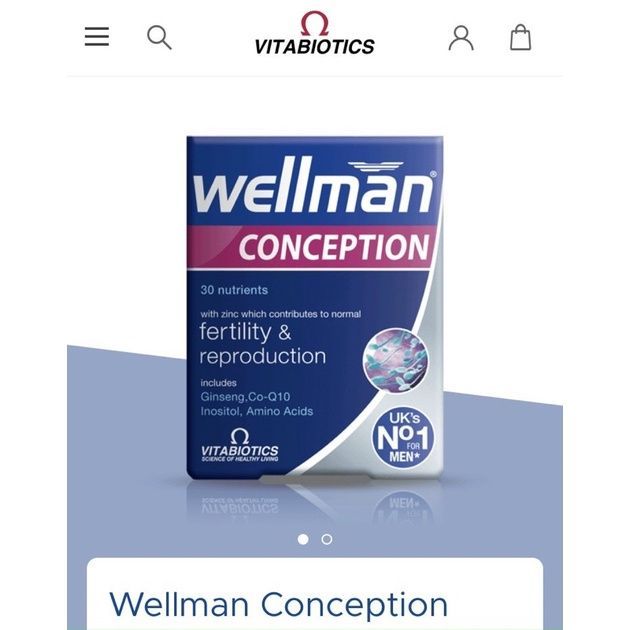 Vitamin Bổ Tinh Trùng - Giảm Dị Dạng - Tăng Tỉ Lệ Thụ Tinh Nam Giới Vitabiotics Wellman Conception - 30 Viên