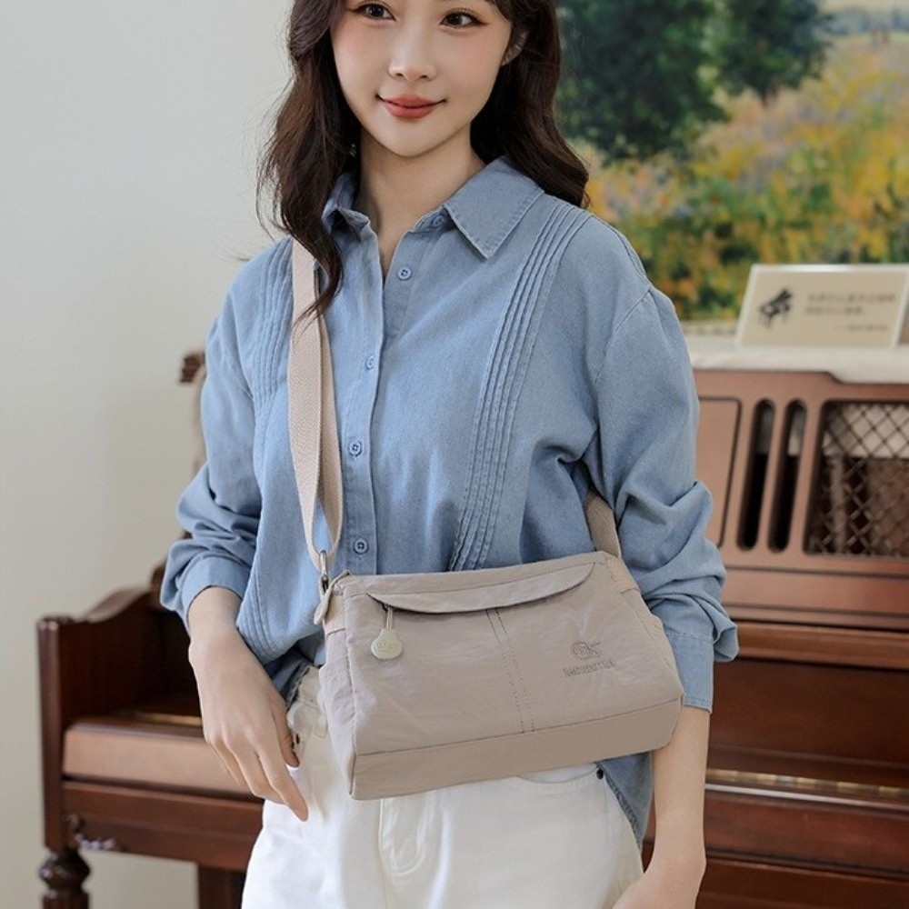 Túi đeo chéo EBINLANDS, Túi đeo chéo chống nước bằng Nylon, Túi đựng điện thoại đa năng nhẹ màu trơn dành cho nữ